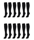 12-pairs-girls-cotton-rich-long-school-socks-durable-comfortable-breathable-sculpted-heels-and-toes-sizes-9-12-12-3-4-6-navy-grey-black-white-by-sock-stack-black-9-12-socks-1176513591 - Bobobiy