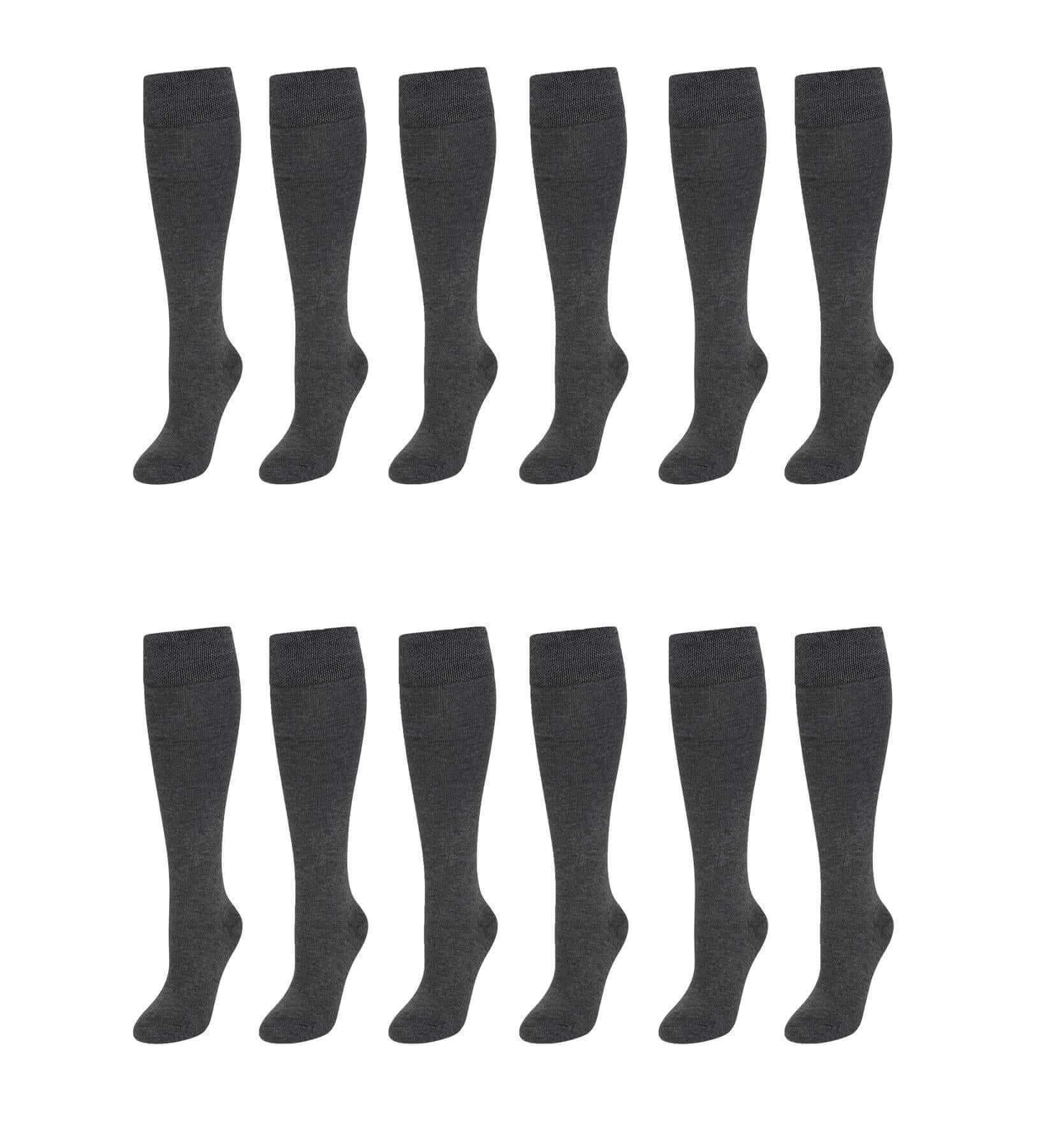 12-pairs-girls-cotton-rich-long-school-socks-durable-comfortable-breathable-sculpted-heels-and-toes-sizes-9-12-12-3-4-6-navy-grey-black-white-by-sock-stack-grey-9-12-socks-1176513590 - Bobobiy