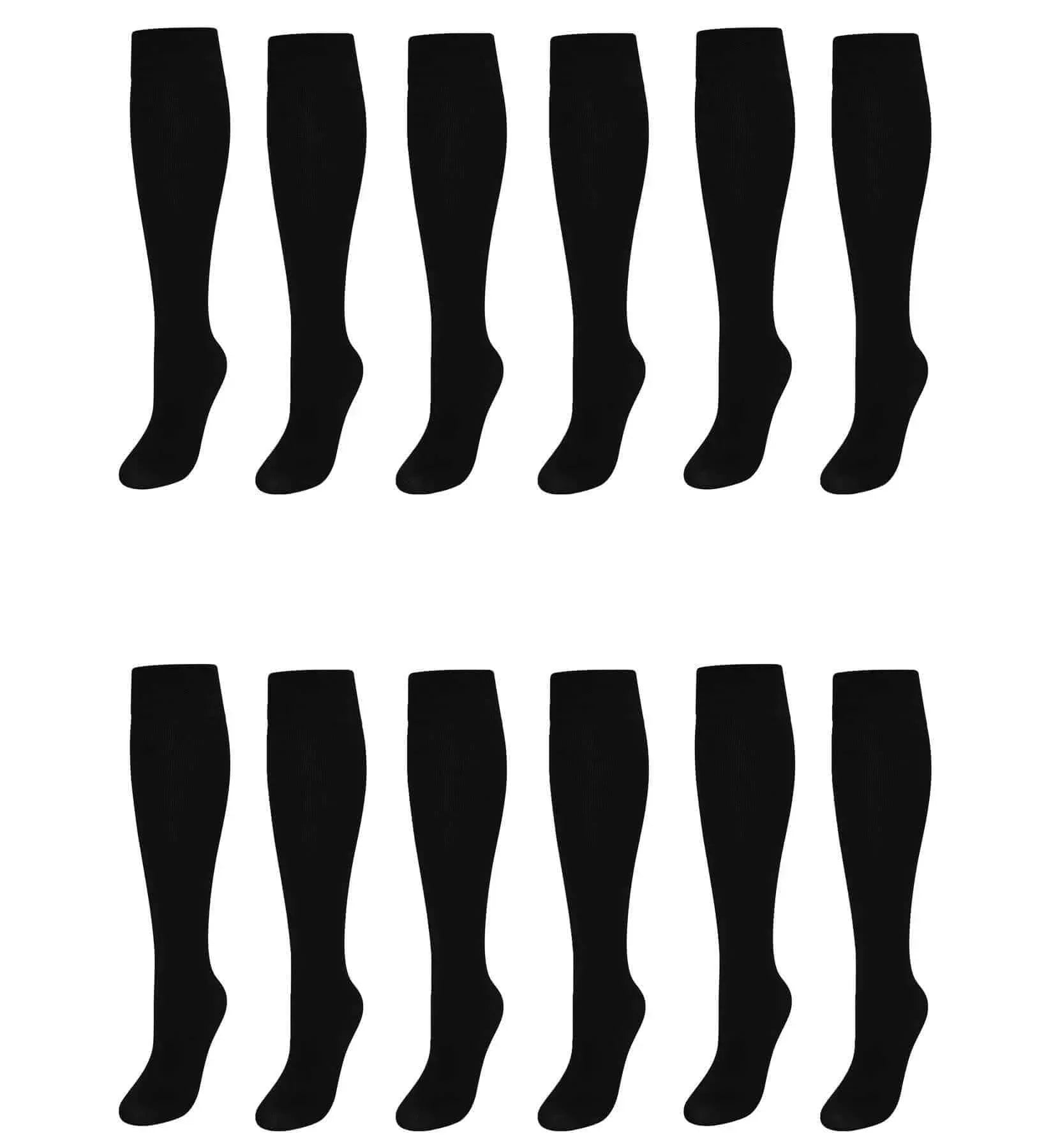 12-pairs-girls-cotton-rich-long-school-socks-durable-comfortable-breathable-sculpted-heels-and-toes-sizes-9-12-12-3-4-6-navy-grey-black-white-by-sock-stack-navy-9-12-socks-1176513588 - Bobobiy