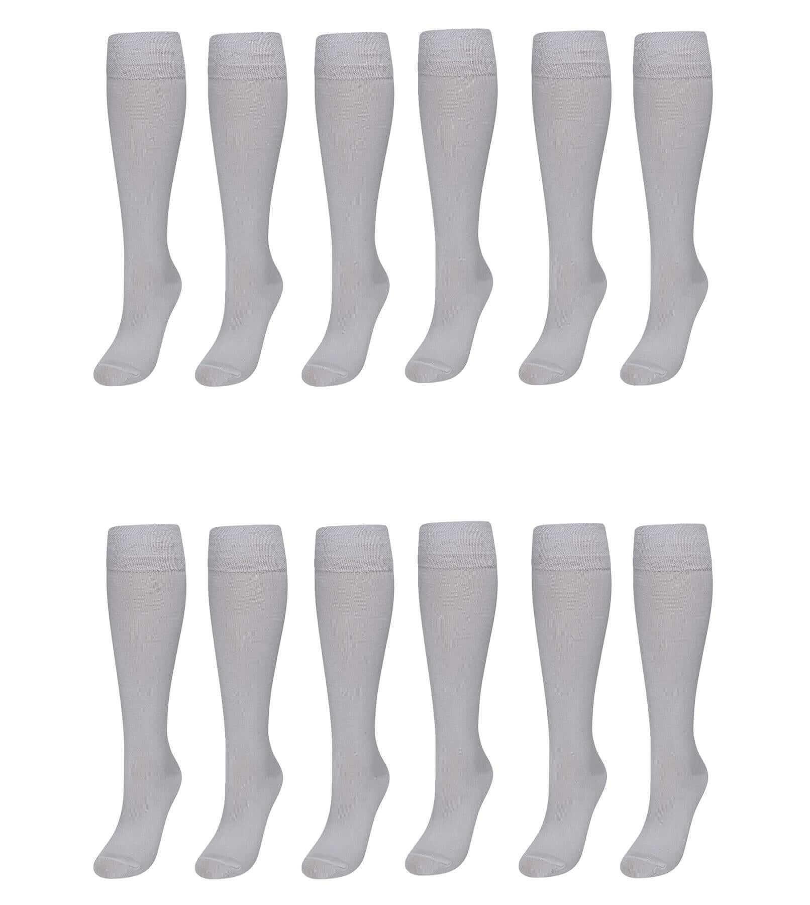 12-pairs-girls-cotton-rich-long-school-socks-durable-comfortable-breathable-sculpted-heels-and-toes-sizes-9-12-12-3-4-6-navy-grey-black-white-by-sock-stack-white-12-3-socks-1176513589 - Bobobiy
