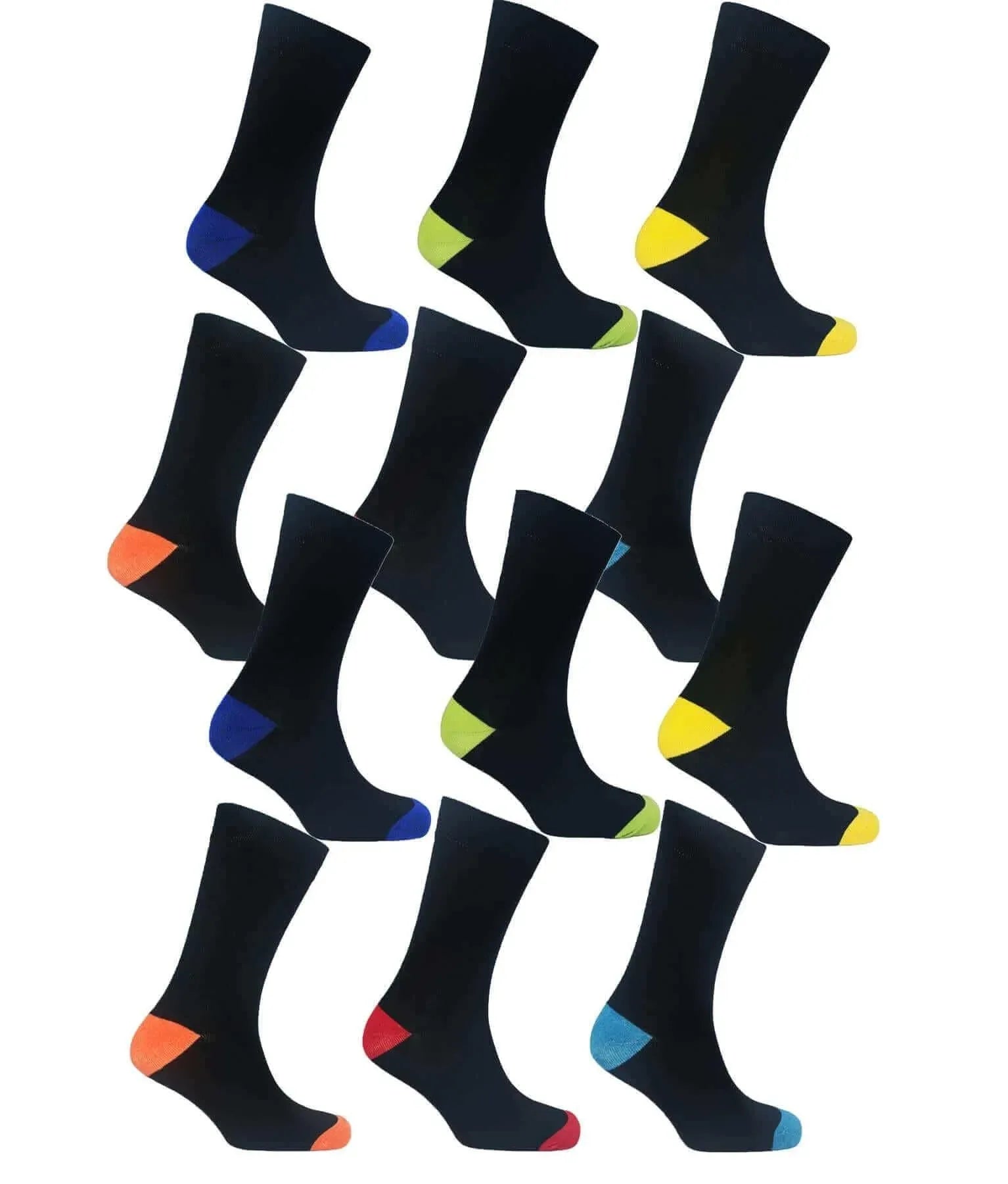 12-pairs-men-s-colourful-heel-toe-black-argyle-diamond-socks-comfort-fit-cotton-rich-durable-work-sock-ultra-smooth-flat-toe-seam-comfortable-school-business-wear-uk-6-11-by-sock-stac - Bobobiy