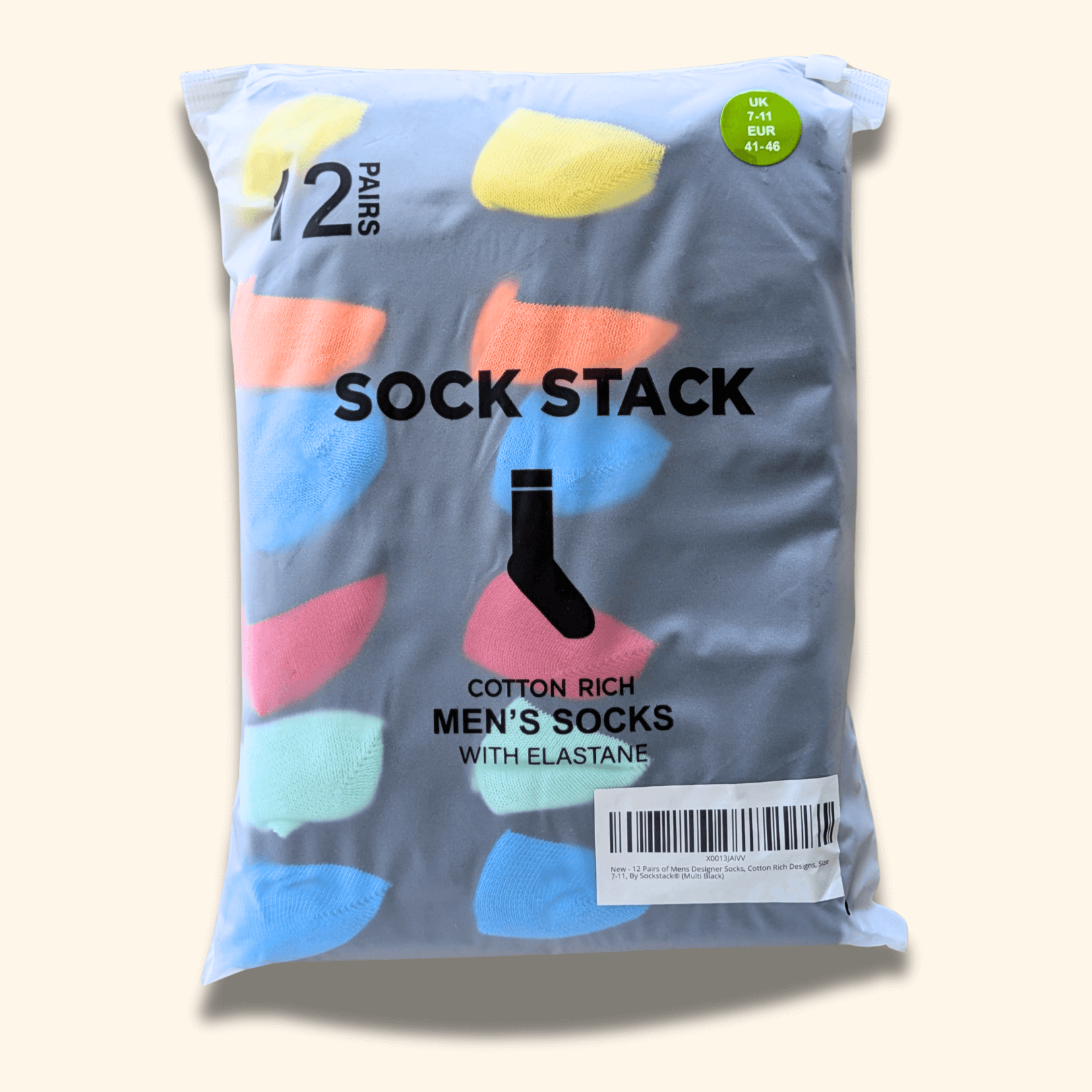 12 Pairs Men's Soft Cotton Colourful Heel Toe Black Argyle Diamond Easycare Comfortable Shoe Socks Flat Toe Seam Durable Work School Business Wear UK 6-11