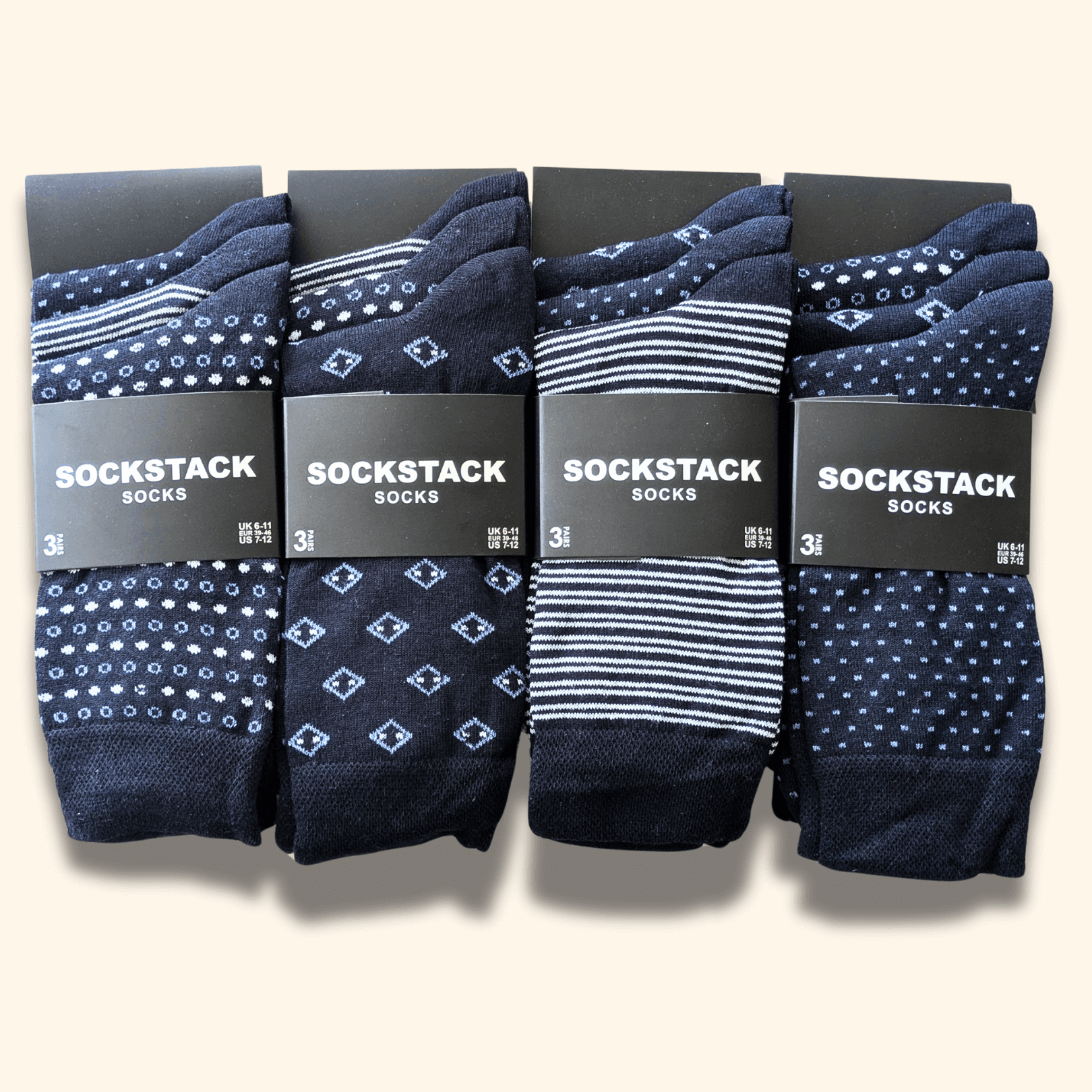 12 Pairs Men's Soft Cotton Colourful Heel Toe Black Argyle Diamond Easycare Comfortable Shoe Socks Flat Toe Seam Durable Work School Business Wear UK 6-11