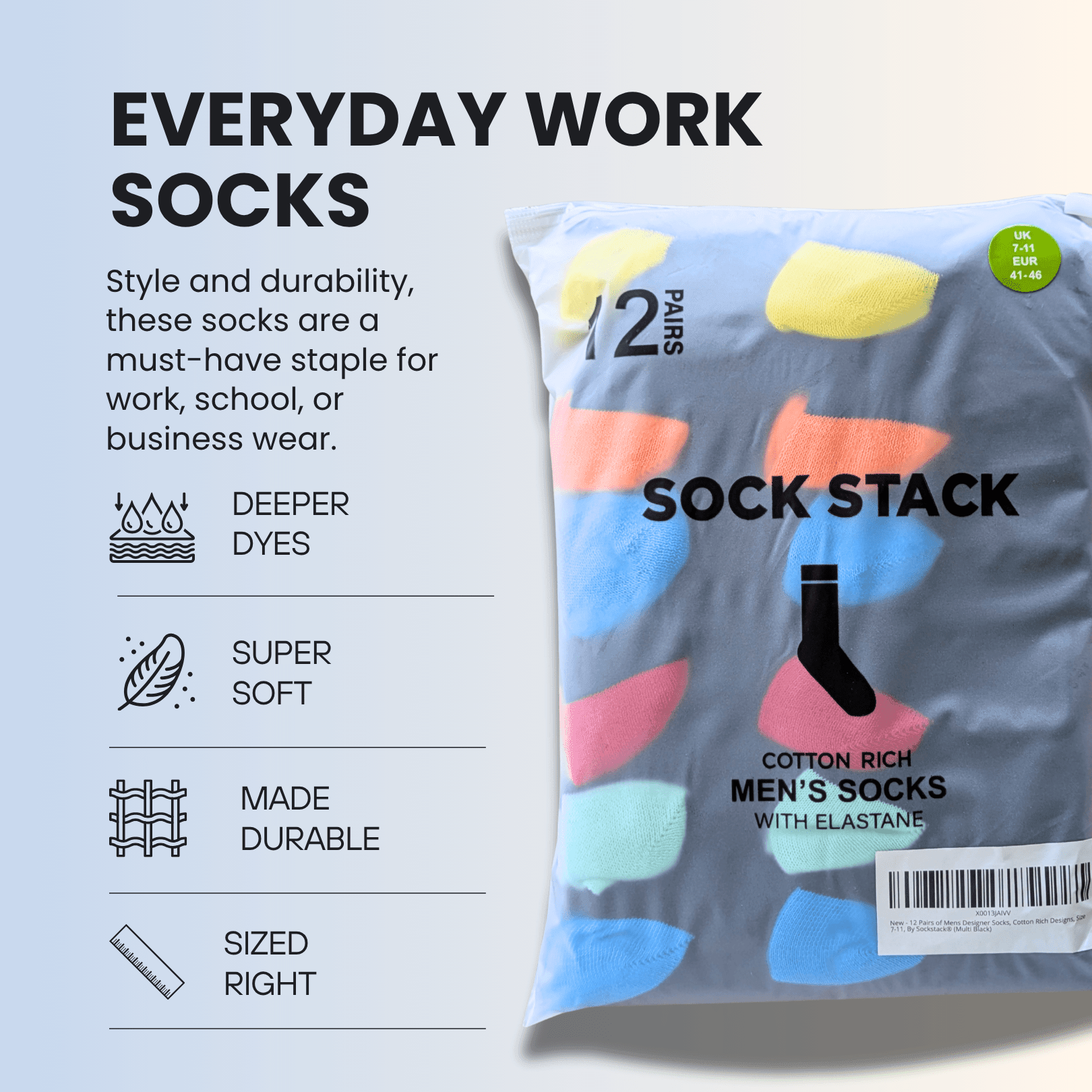 12 Pairs Men's Soft Cotton Colourful Heel Toe Black Argyle Diamond Easycare Comfortable Shoe Socks Flat Toe Seam Durable Work School Business Wear UK 6-11