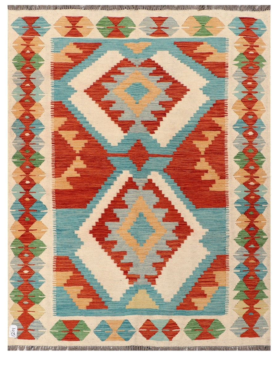 Maimana Afghanistan Kilim Rug - 197 x153 cm - Handmade