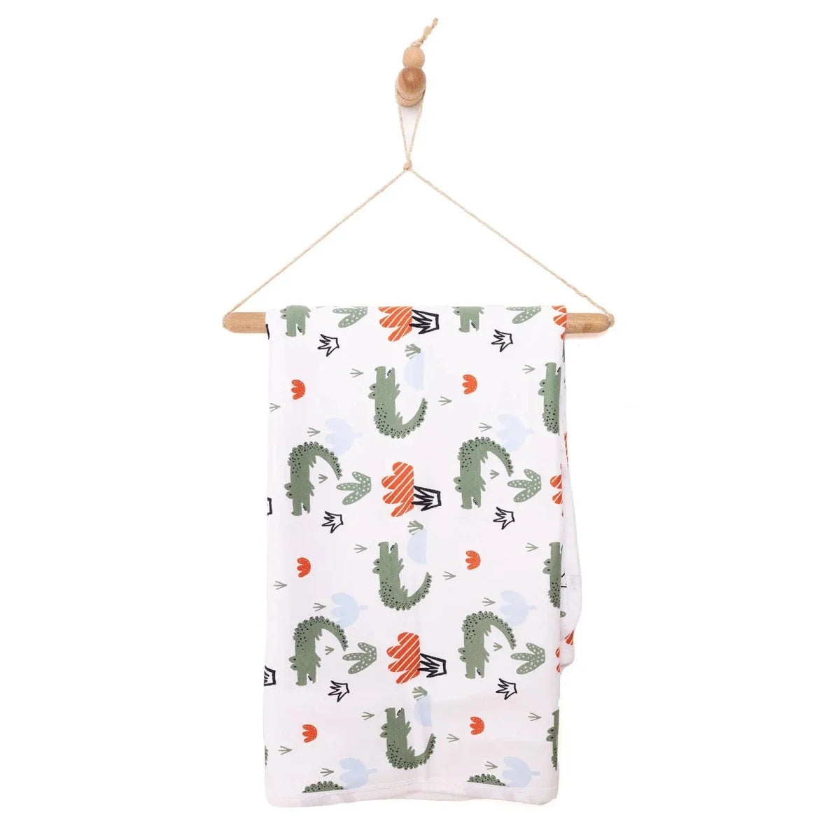 Kids blanket with white base and cactus, arrow, and heart prints