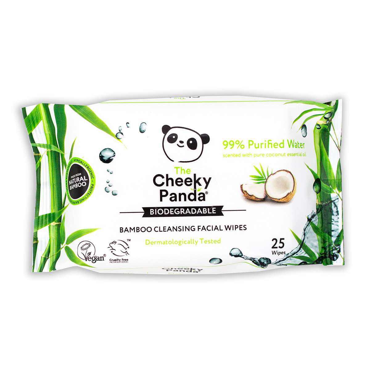 The Cheeky Panda Makeup wipes coconut scented - 25pc