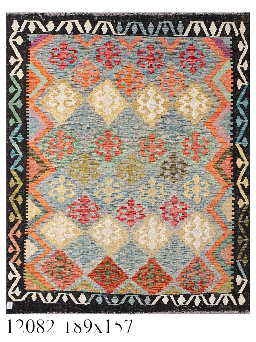 Maimana Afghanistan Kilim Rug - 189 x157 cm - Handmade