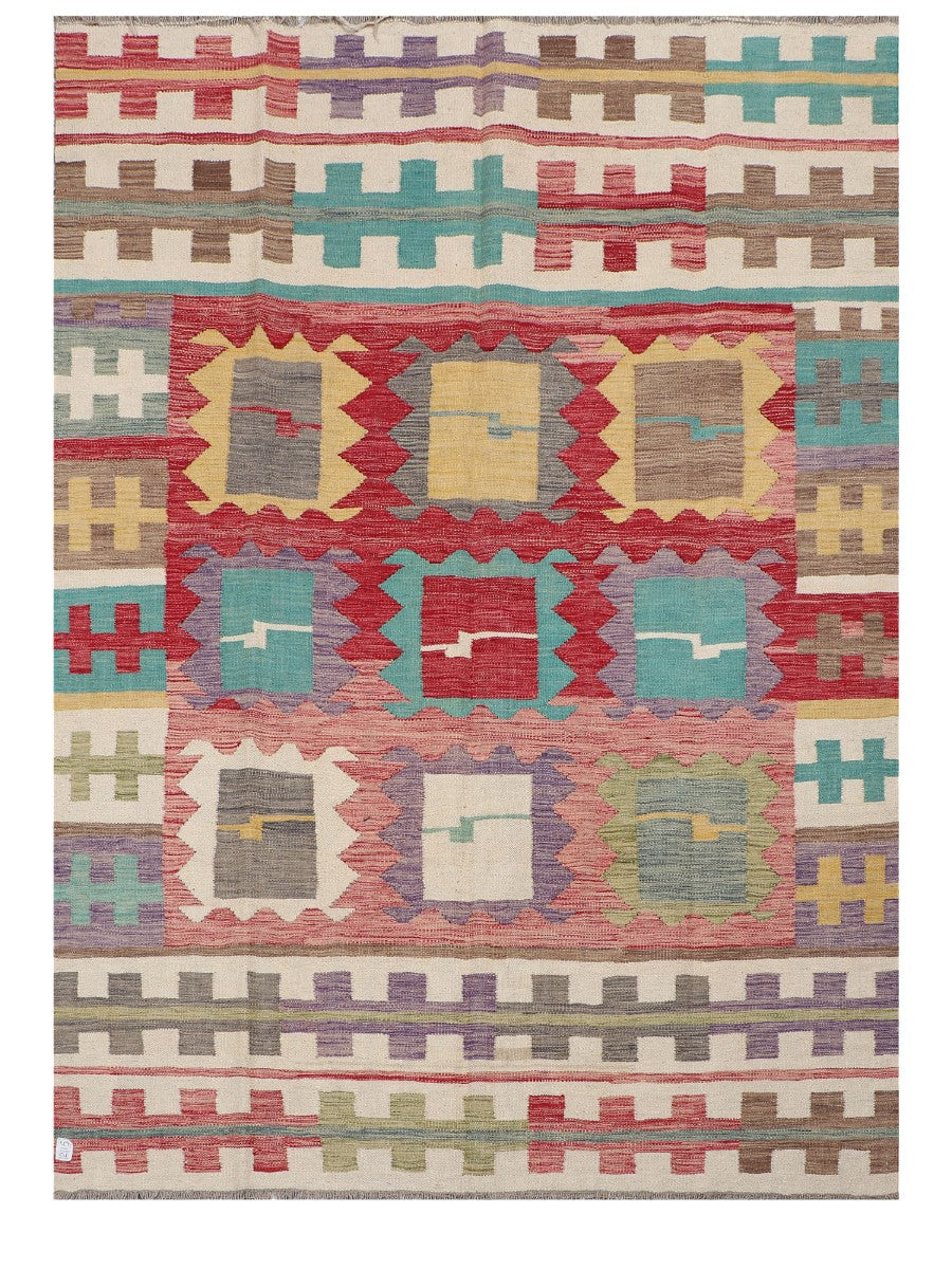 Maimana Afghanistan Kilim Rug - 242 x177 cm - Handmade