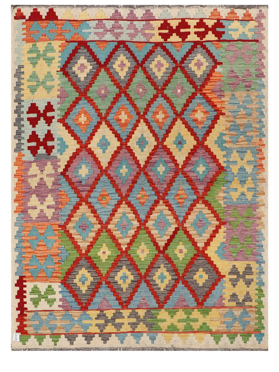 Maimana Afghanistan Kilim Rug - 198 x151 cm - Handmade