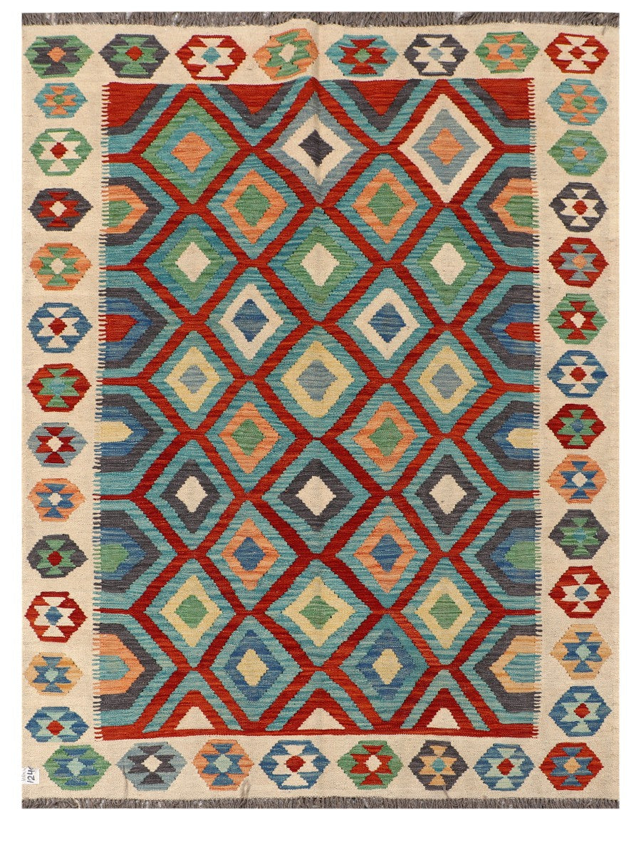 Maimana Afghanistan Kilim Rug - 196 x149 cm - Handmade