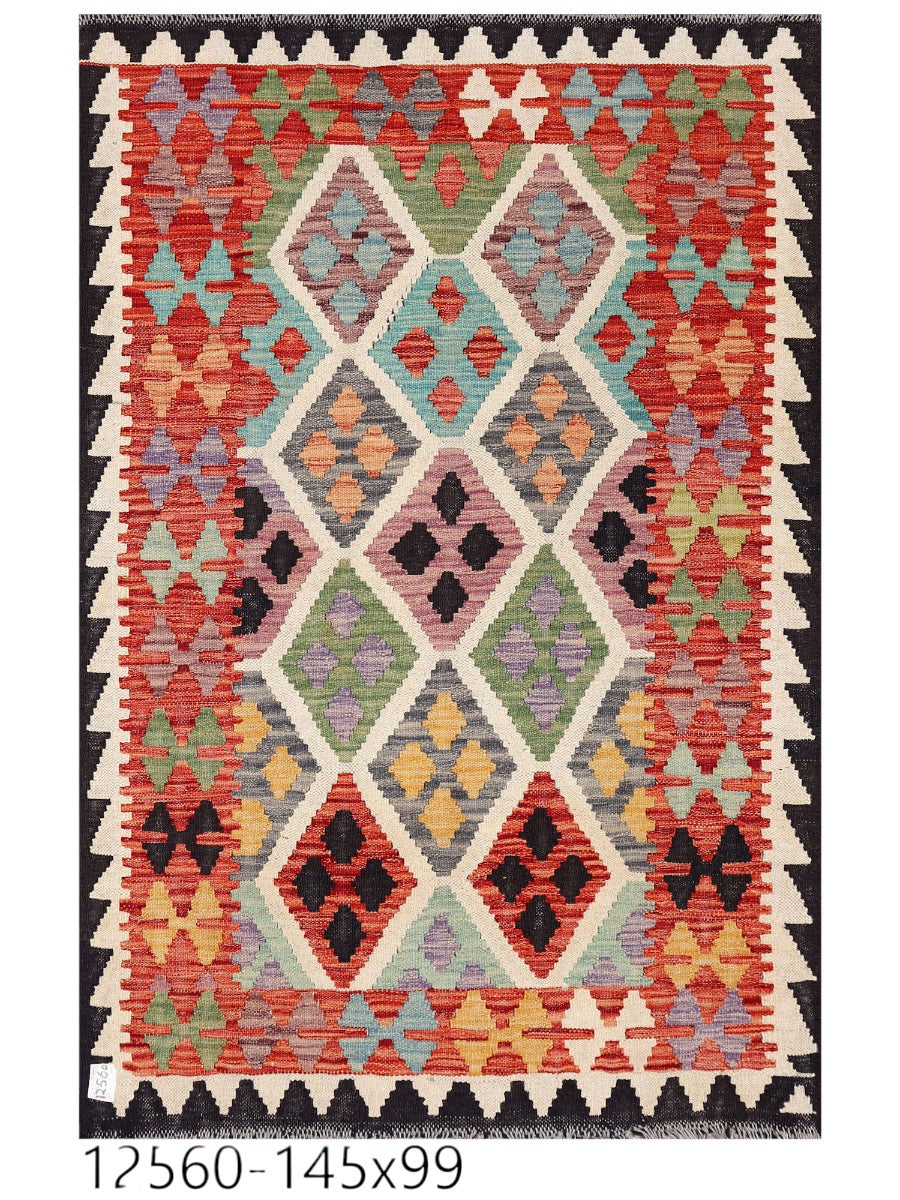 Maimana Afghanistan Kilim Rug - 145 x99 cm - Handmade