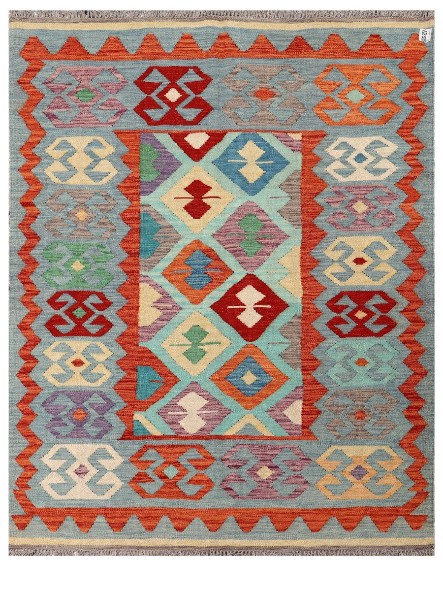 Maimana Afghanistan Kilim Rug - 192 x147 cm - Handmade