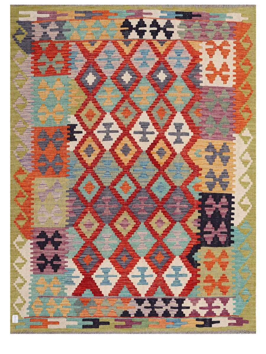 Maimana Afghanistan Kilim Rug - 198 x151 cm - Handmade