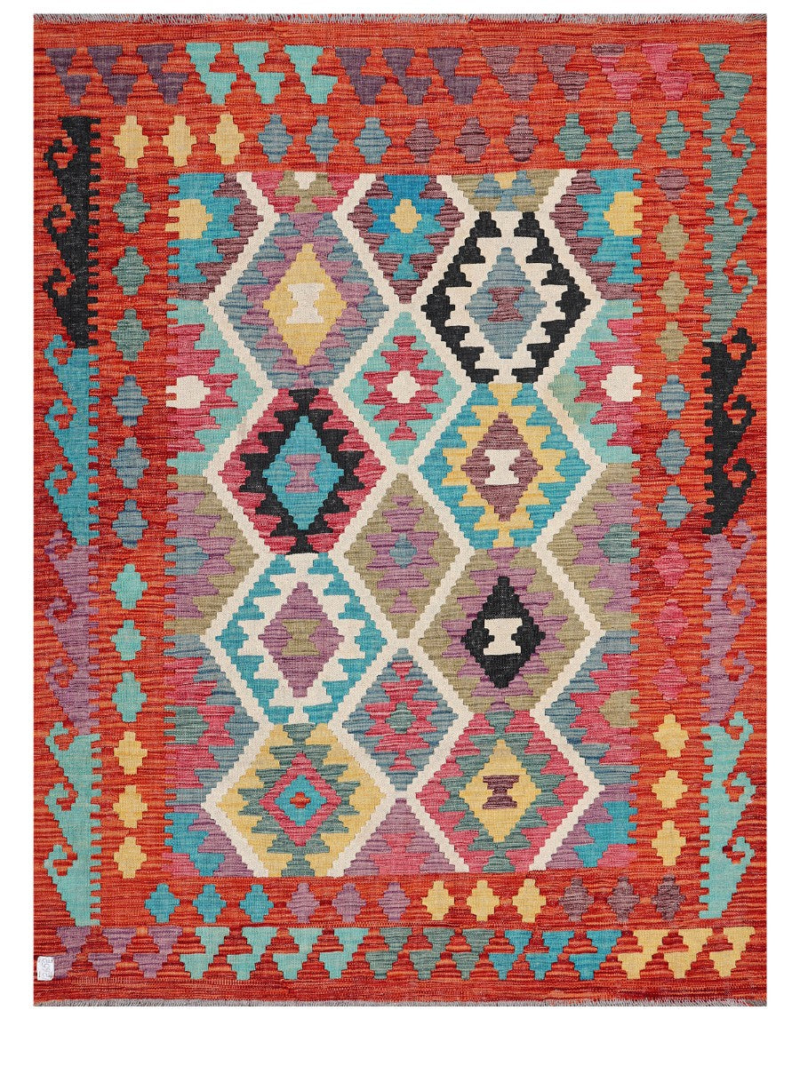 Maimana Afghanistan Kilim Rug - 194 x147 cm - Handmade