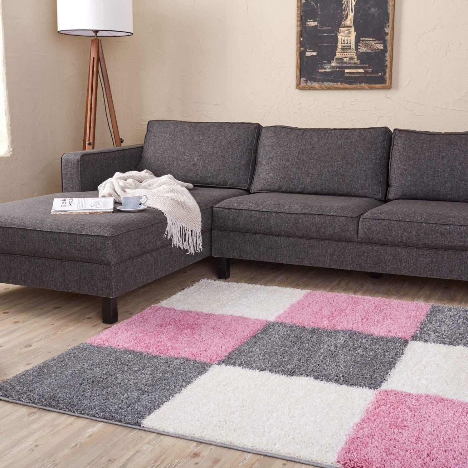 12_Geometric_Design_Thick_Shaggy_Area_Rugs_Pink - Bobobiy