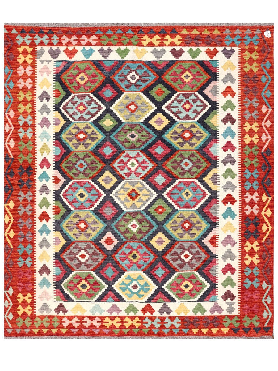 Maimana Afghanistan Kilim Rug - 241 x206 cm - Handmade