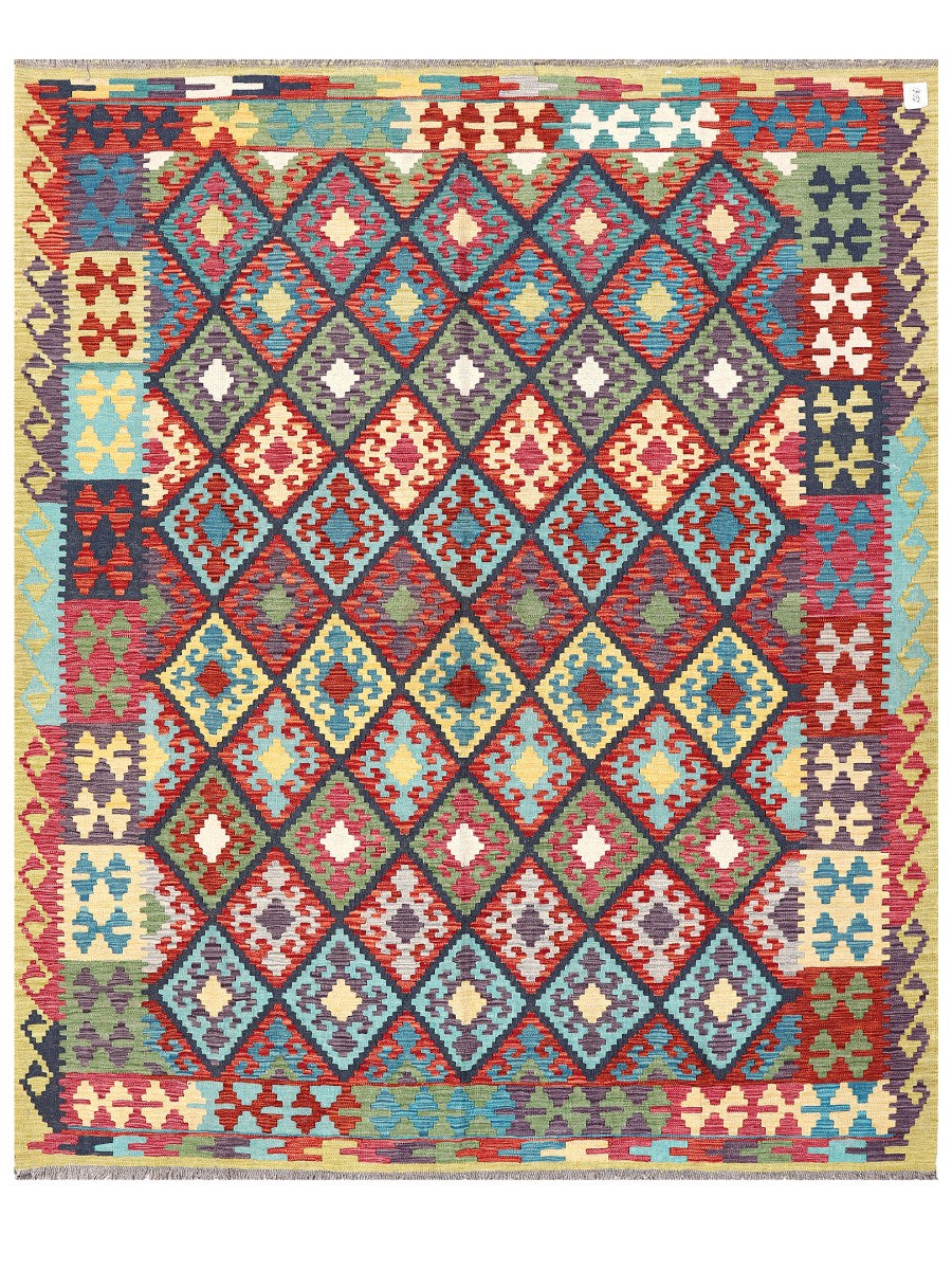 Maimana Afghanistan Kilim Rug - 246 x203 cm - Handmade