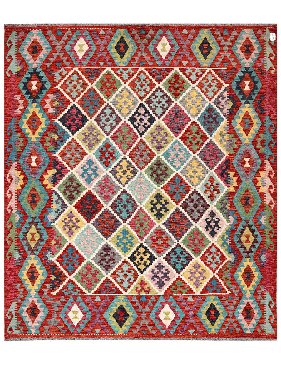 Maimana Afghanistan Kilim Rug - 244 x209 cm - Handmade