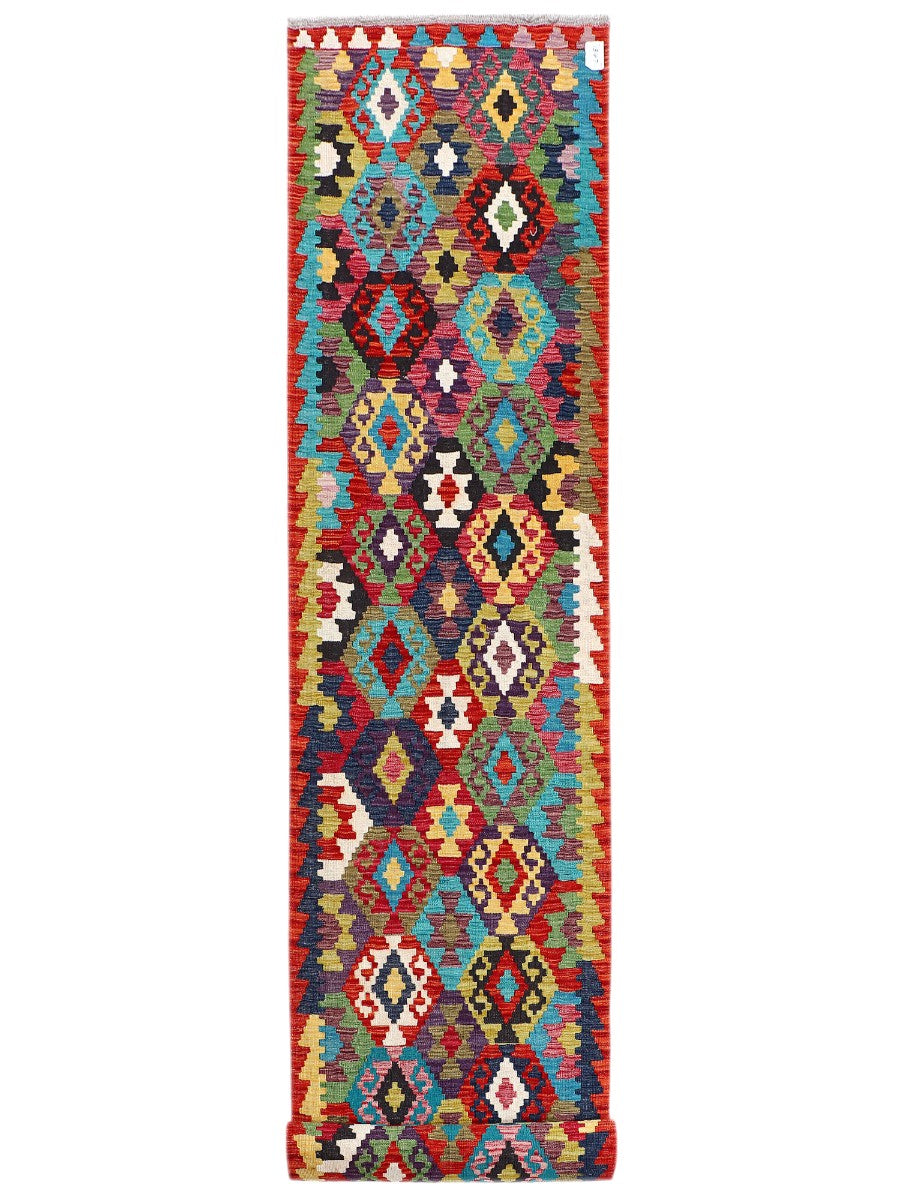 Maimana Afghanistan Kilim Runner - 388 x 87 cm - Handmade
