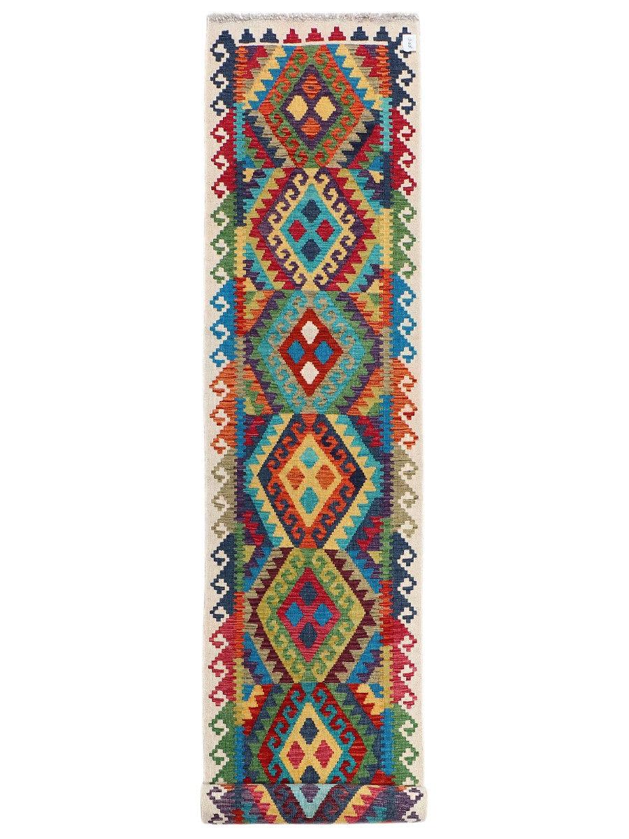 Maimana Afghanistan Kilim Runner - 402 x 82 cm - Handmade
