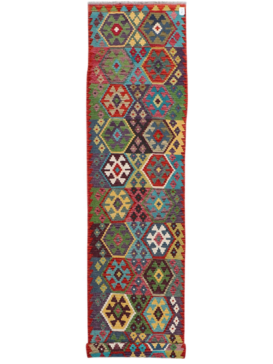 Maimana Afghanistan Kilim Runner - 388 x 84 cm - Handmade