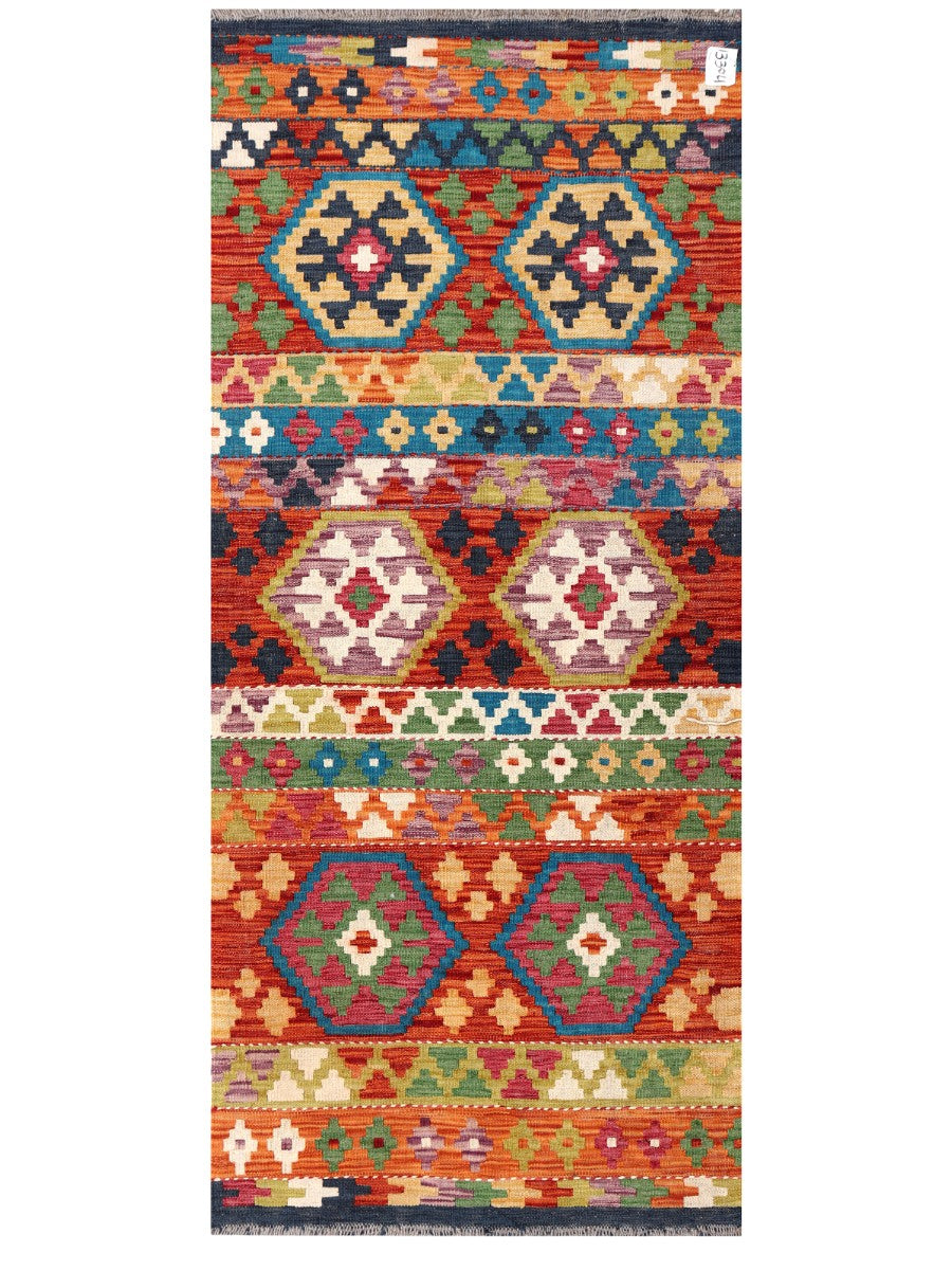 Maimana Afghanistan Kilim Rug - 194 x84 cm - Handmade