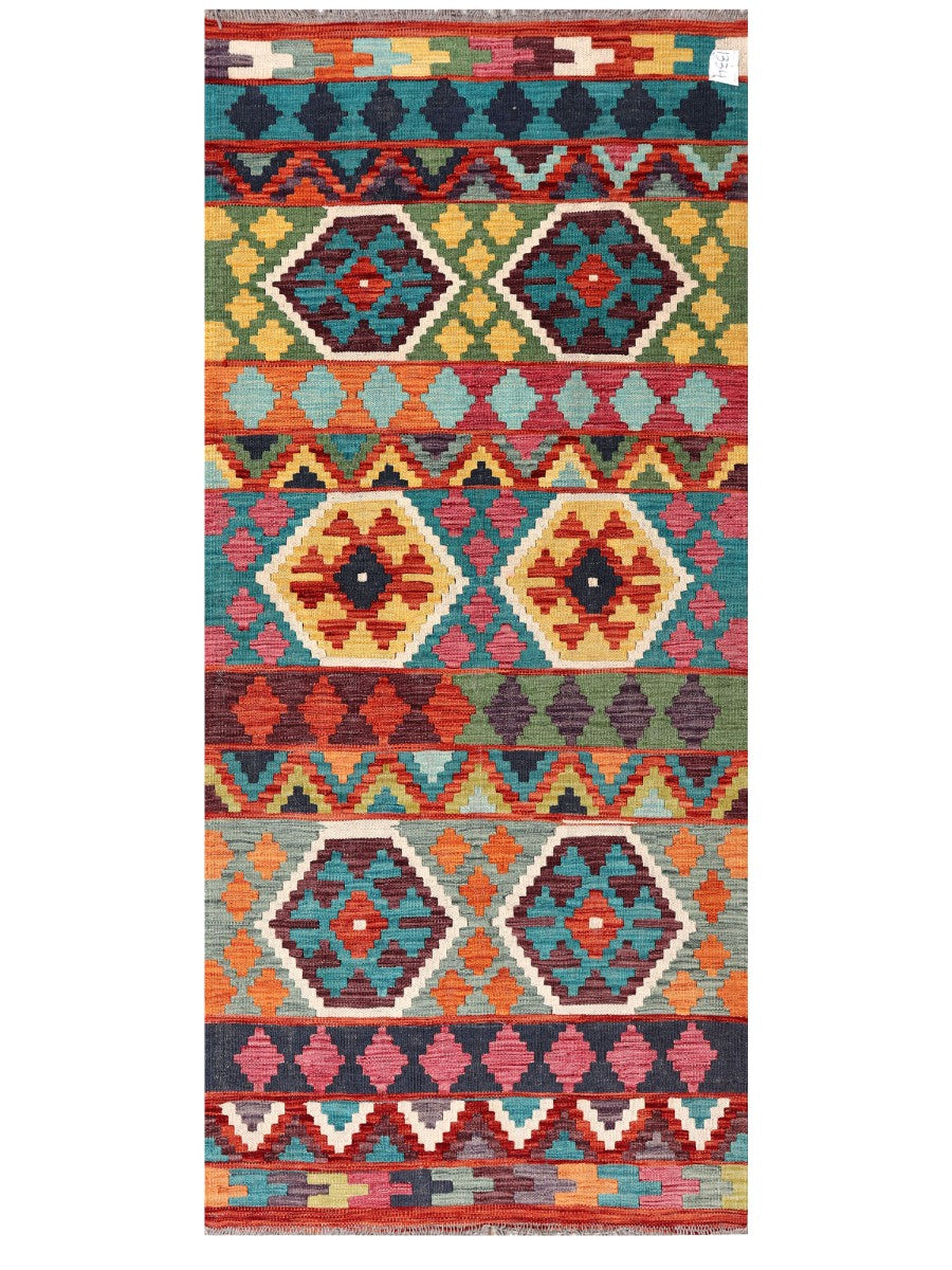 Maimana Afghanistan Kilim Rug - 194 x86 cm - Handmade