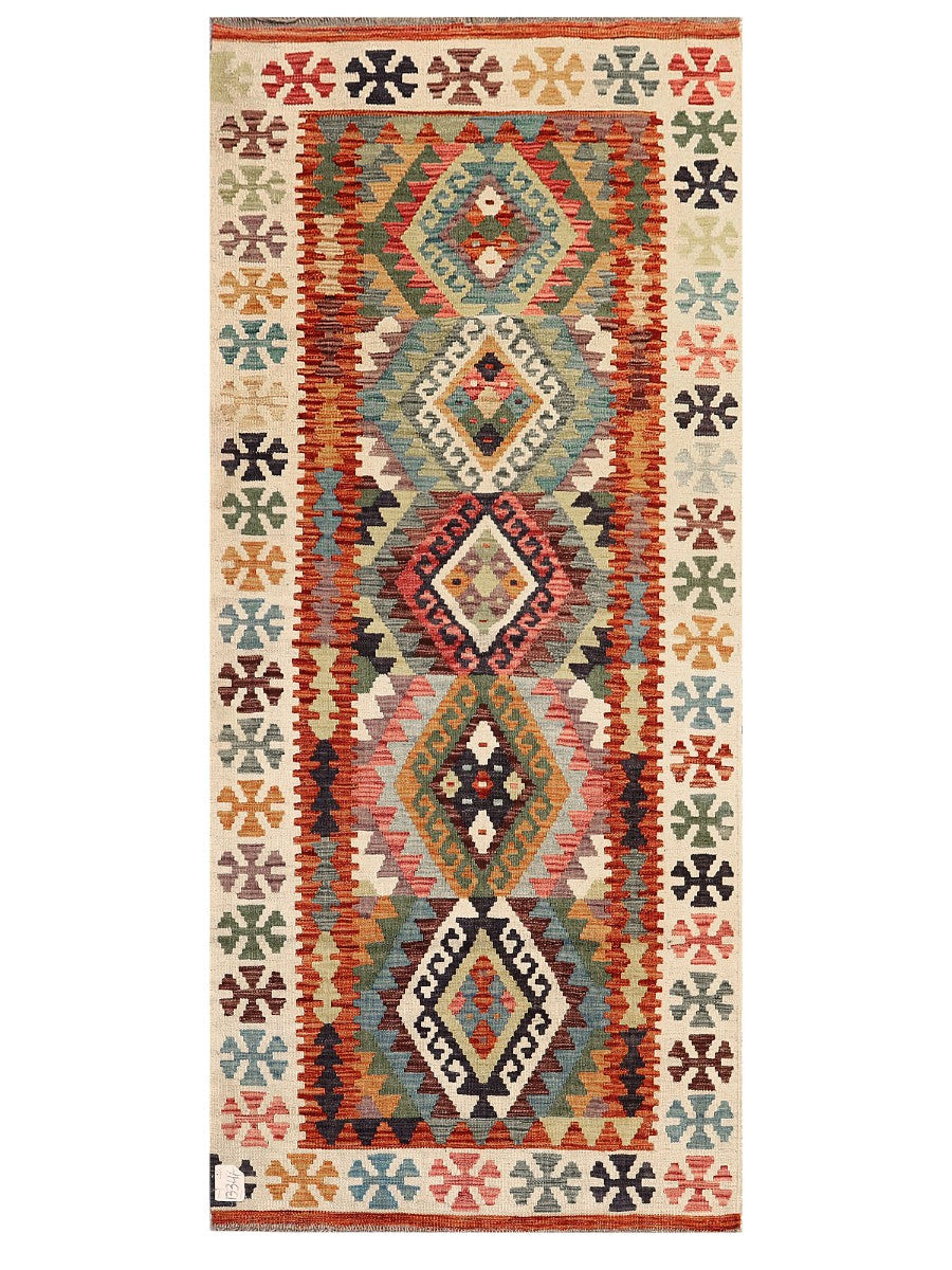 Maimana Afghanistan Kilim Rug - 196 x89 cm - Handmade