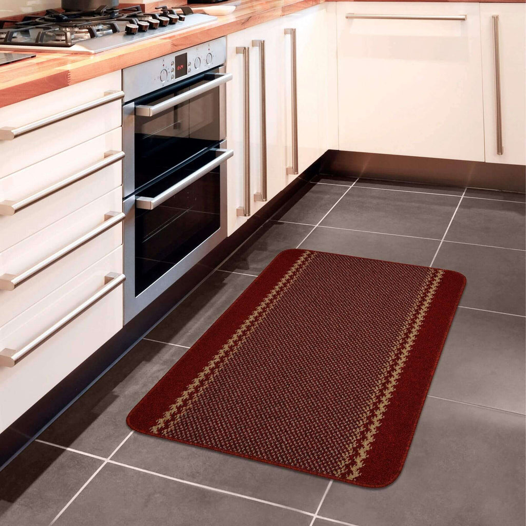 Washable Designer Bordered Red Rug | 116R