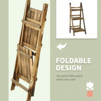 Brown wooden folding 3-tier planter stand leaning display with wooden slat shelves