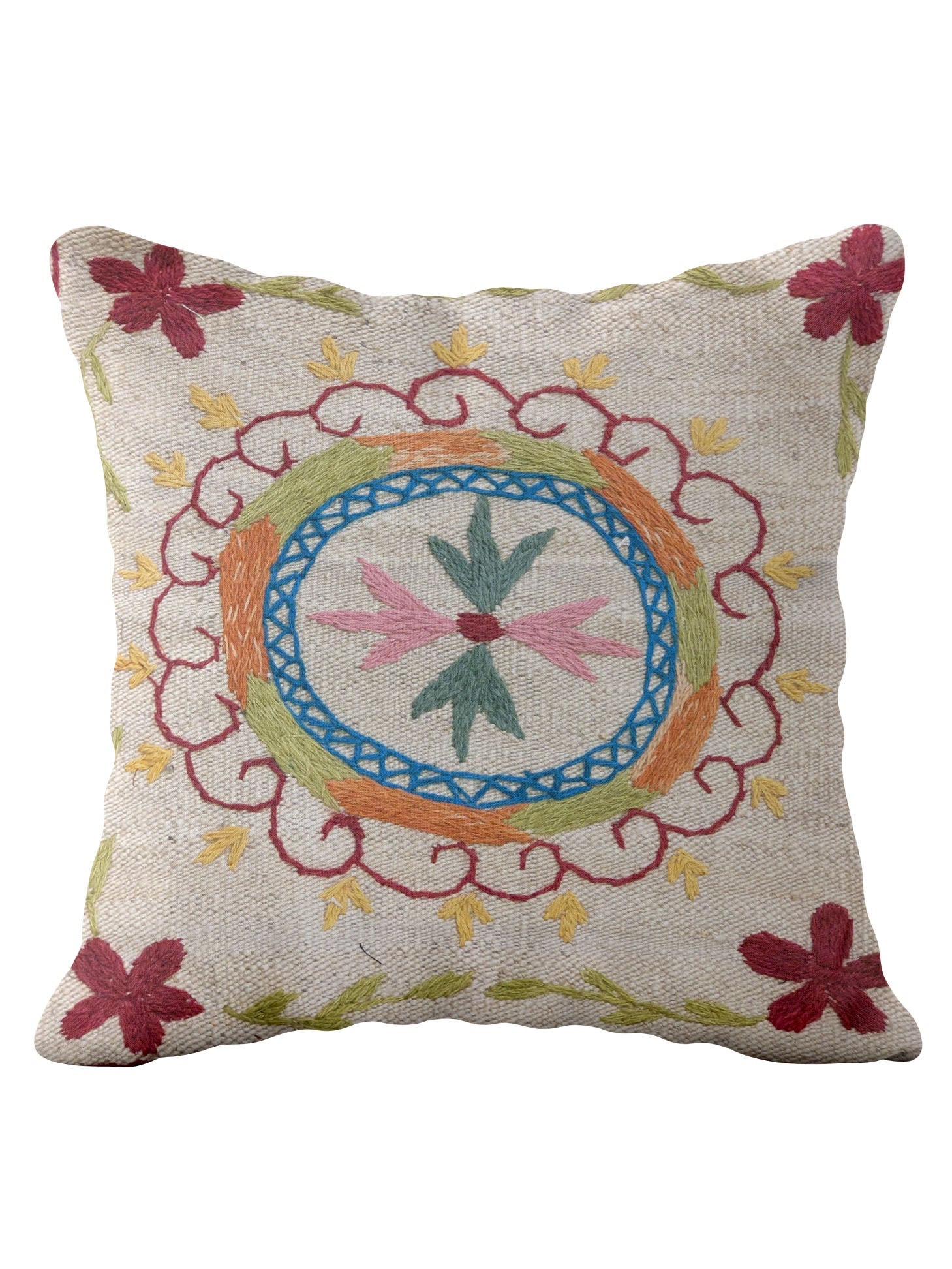 Suzani Hand Embroidered Cushion Cover - 45 x 45 cm - Handmade