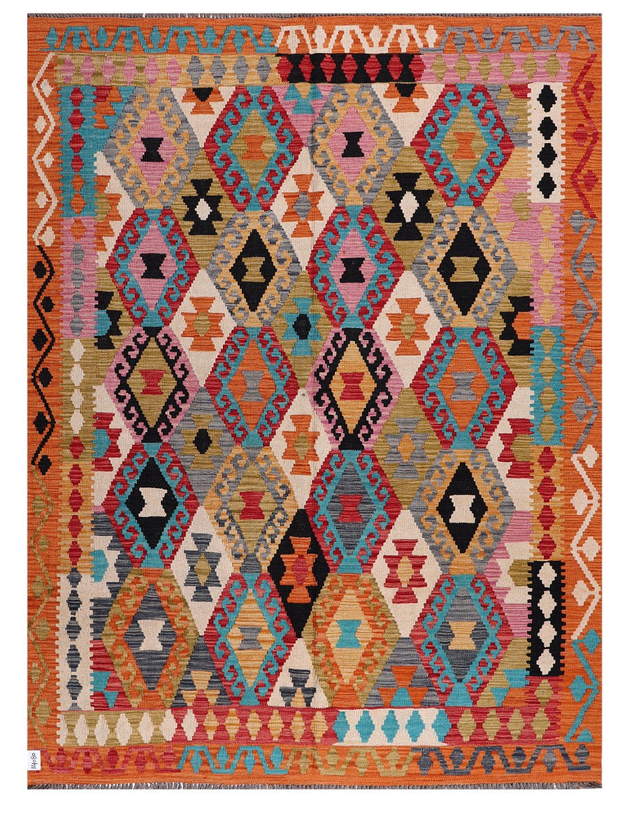 Maimana Afghanistan Kilim Rug - 241 x182 cm - Handmade