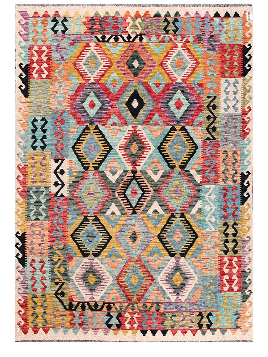 Maimana Afghanistan Kilim Rug - 252 x181 cm - Handmade