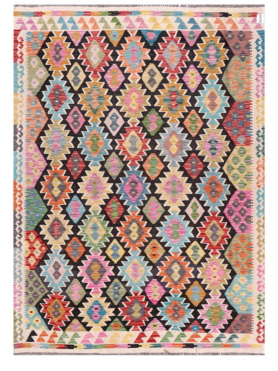 Maimana Afghanistan Kilim Rug - 243 x178 cm - Handmade