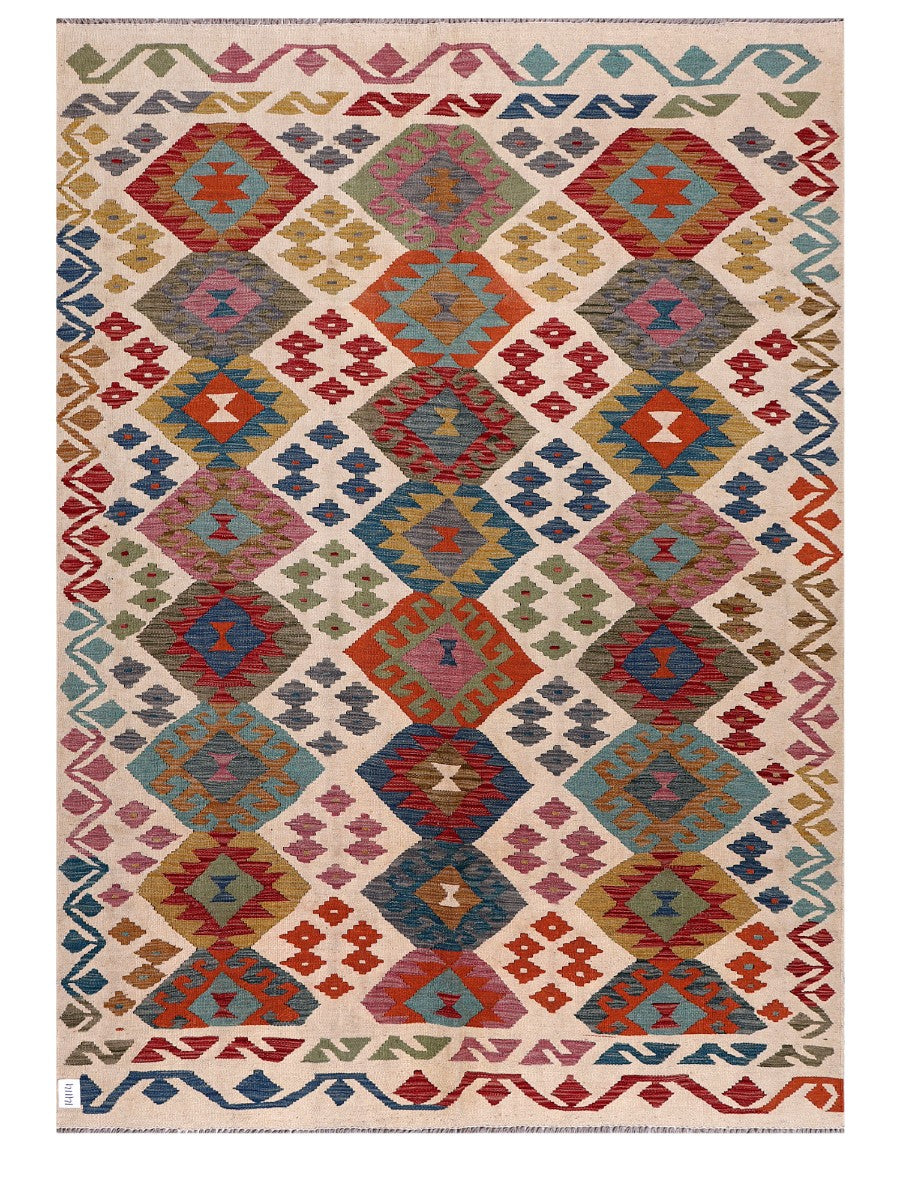 Maimana Afghanistan Kilim Rug - 244 x176 cm - Handmade