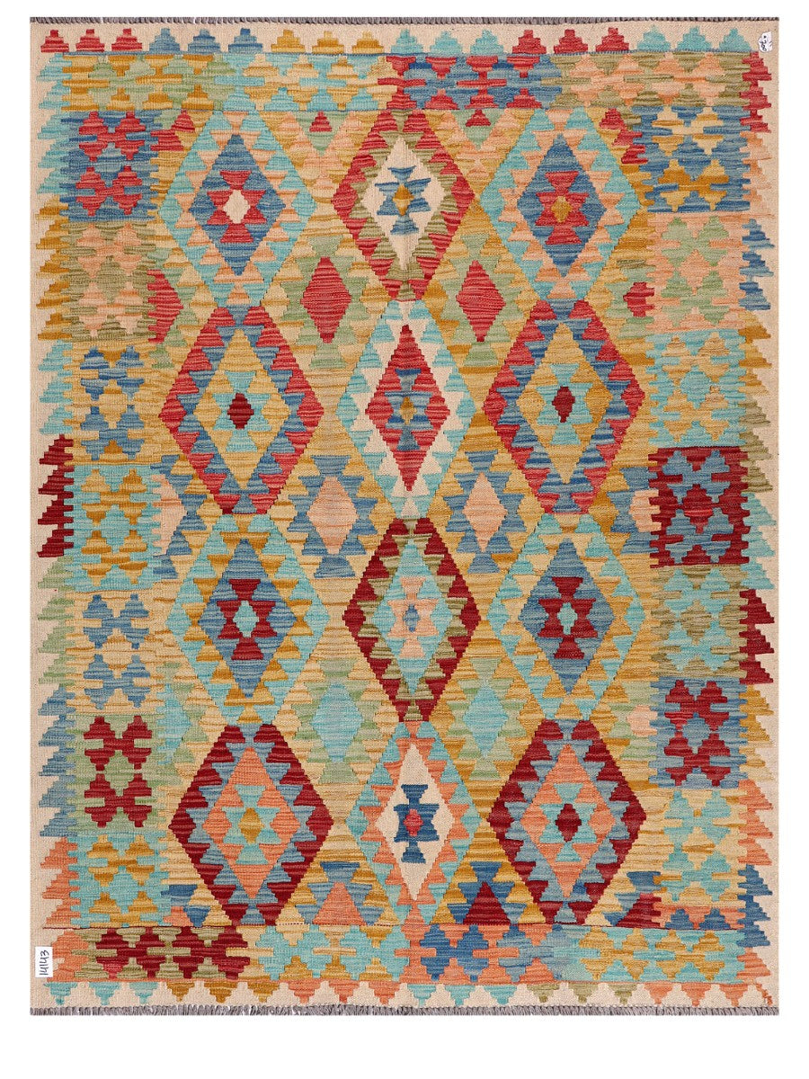 Maimana Afghanistan Kilim Rug - 199 x154 cm - Handmade