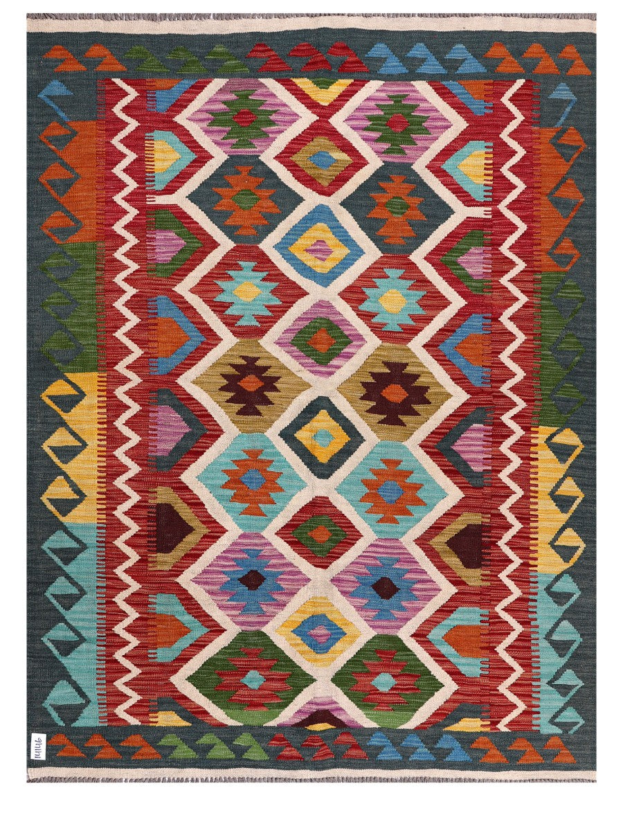 Maimana Afghanistan Kilim Rug - 191 x146 cm - Handmade