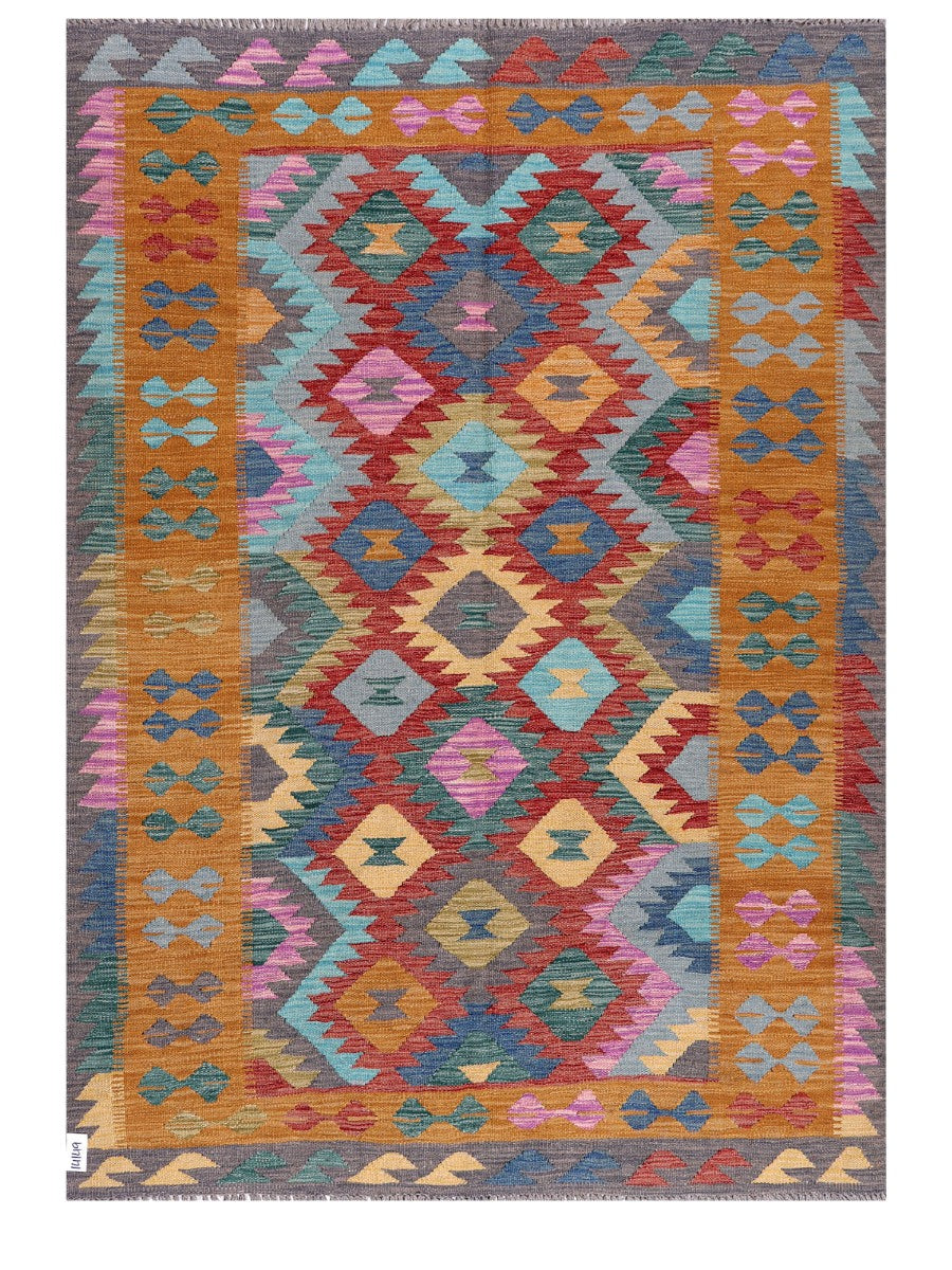 Maimana Afghanistan Kilim Rug - 201 x143 cm - Handmade