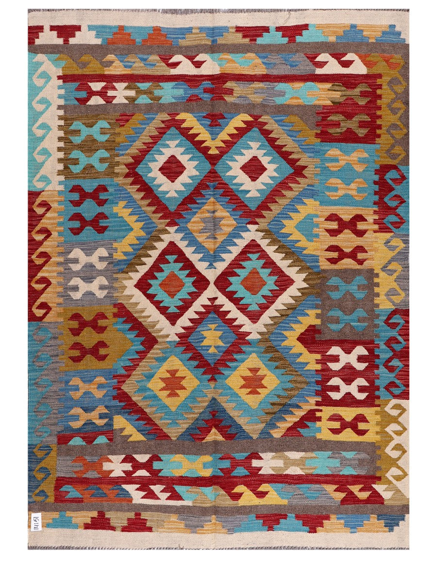 Maimana Afghanistan Kilim Rug - 205 x148 cm - Handmade