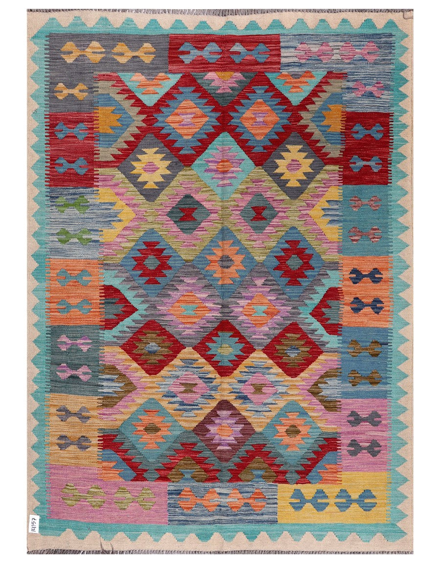 Maimana Afghanistan Kilim Rug - 196 x144 cm - Handmade