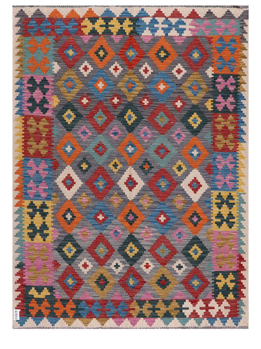 Maimana Afghanistan Kilim Rug - 201 x151 cm - Handmade
