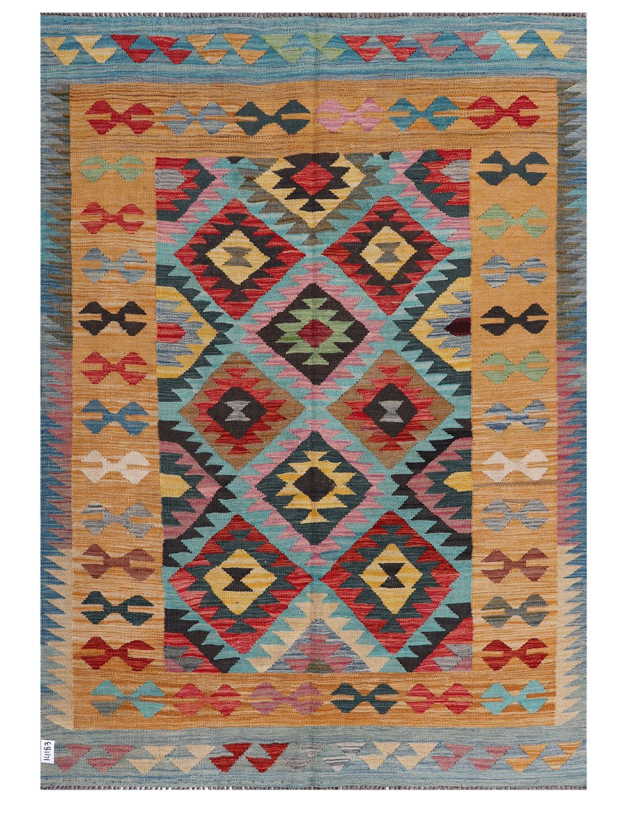 Maimana Afghanistan Kilim Rug - 204 x147 cm - Handmade