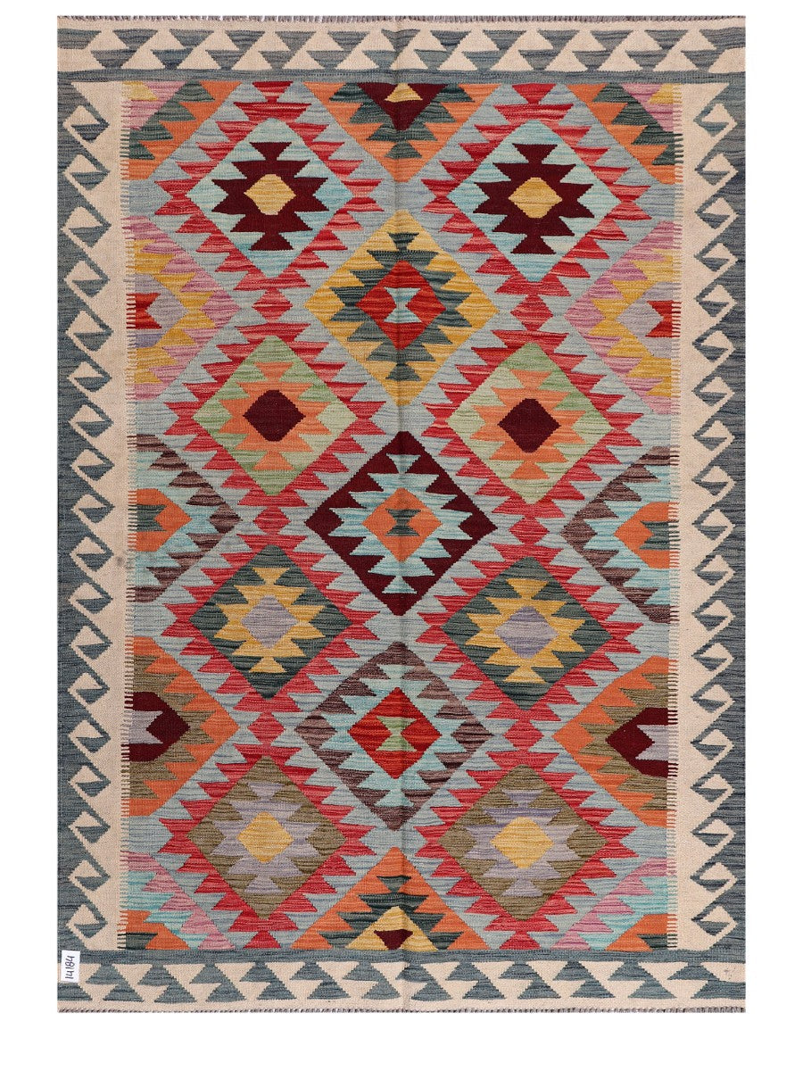 Maimana Afghanistan Kilim Rug - 201 x143 cm - Handmade
