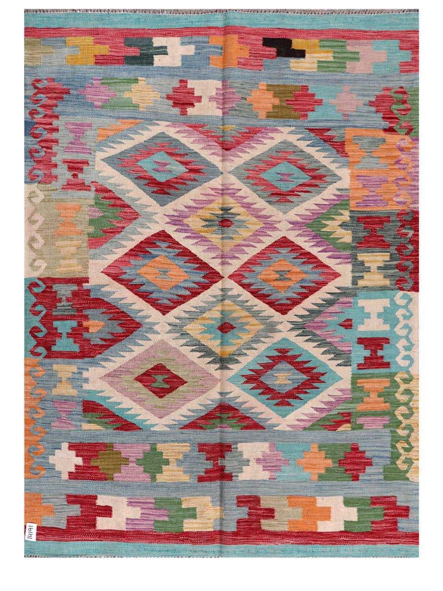 Maimana Afghanistan Kilim Rug - 193 x144 cm - Handmade