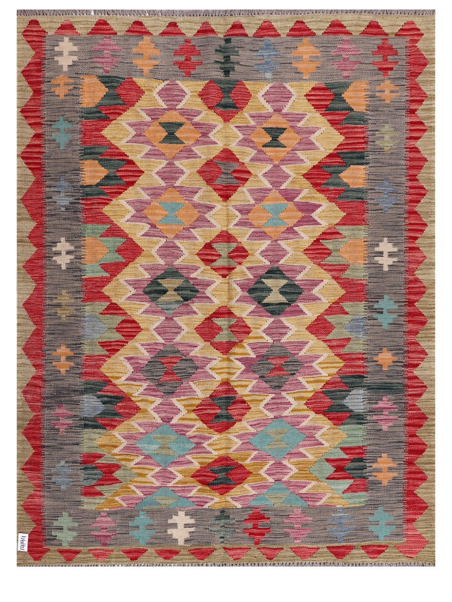 Maimana Afghanistan Kilim Rug - 192 x148 cm - Handmade