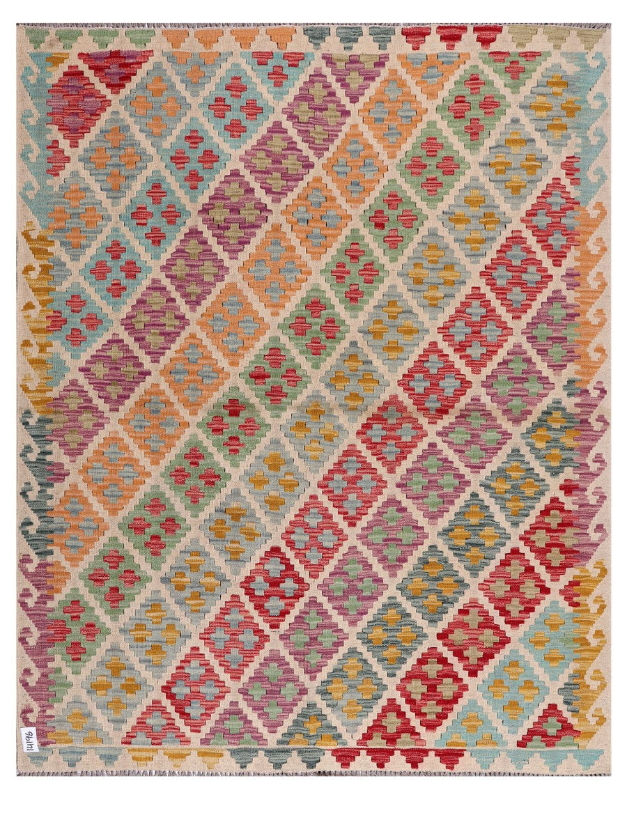 Maimana Afghanistan Kilim Rug - 189 x154 cm - Handmade