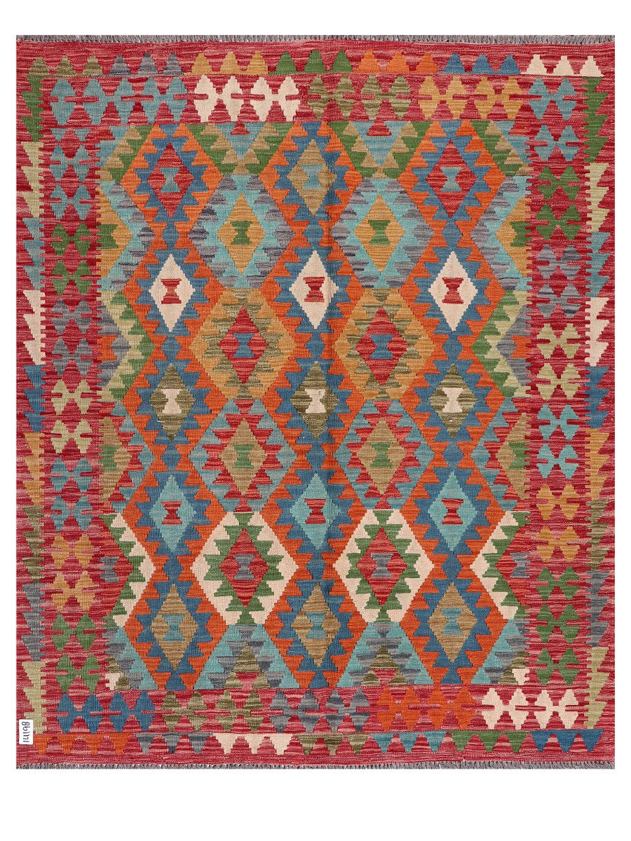 Maimana Afghanistan Kilim Rug - 194 x163 cm - Handmade