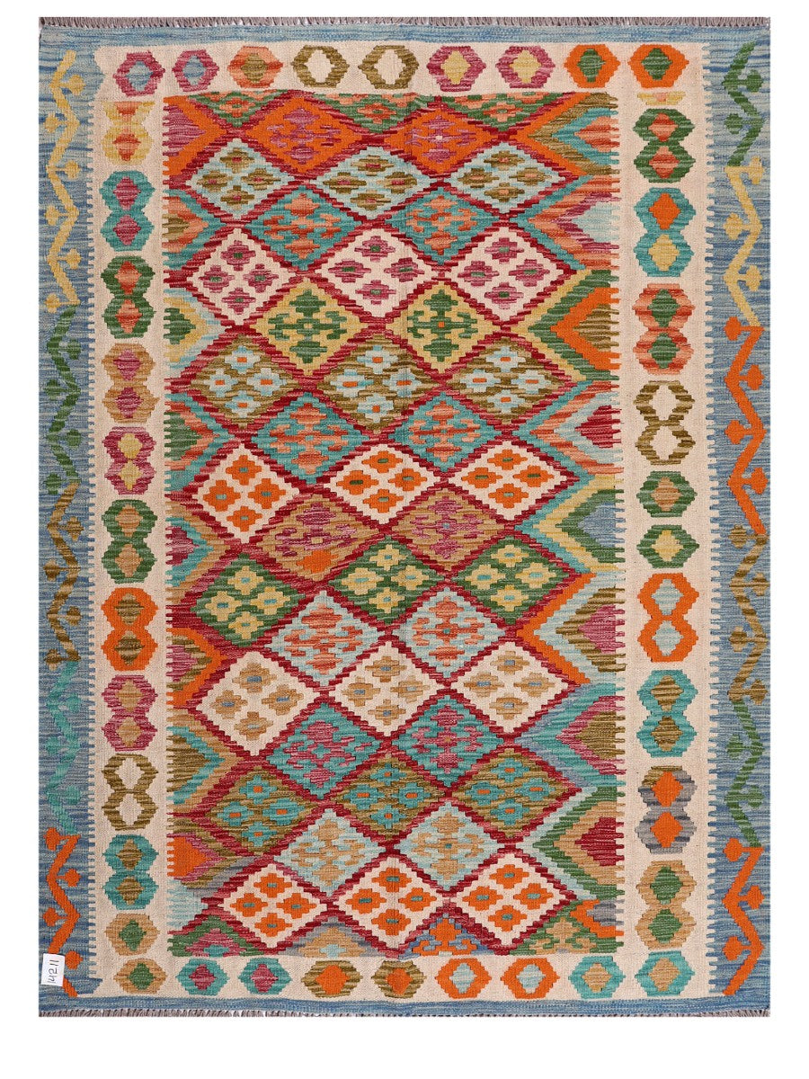 Maimana Afghanistan Kilim Rug - 207 x156 cm - Handmade