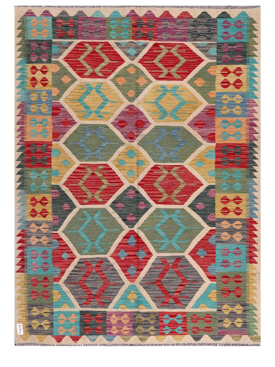 Maimana Afghanistan Kilim Rug - 198 x147 cm - Handmade